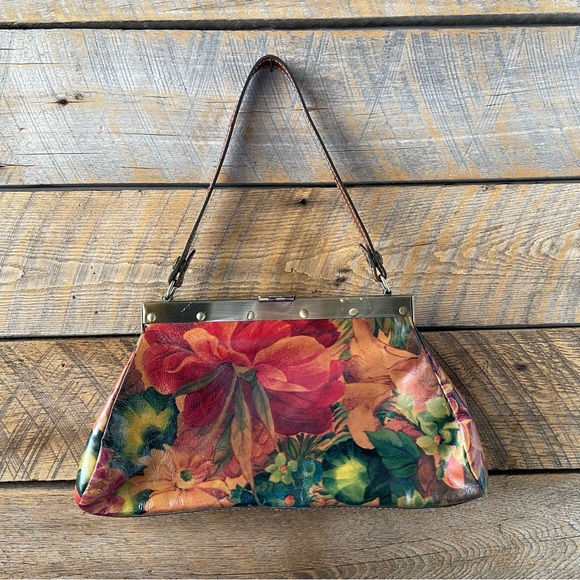 Patricia Nash Ferrara Frame Floral Leather Satchel Shoulder Purse Botanical Fall - Picture 12 of 16